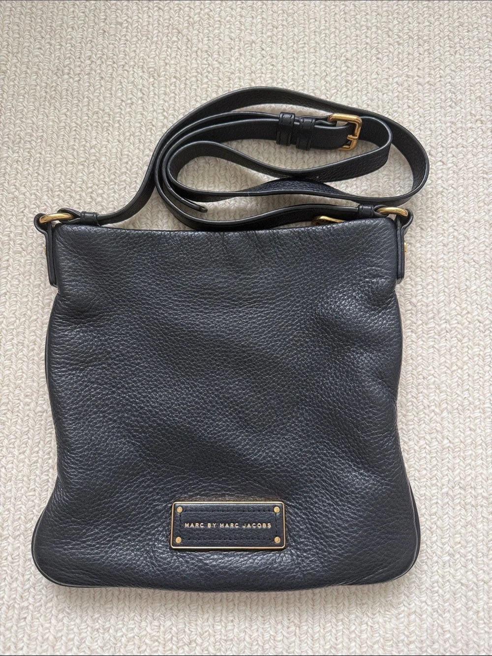 Marc by Marc Jacobs Black Pebbled Leather Crossbody with Gold Hardware